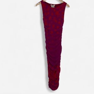 Fuzzi x Jean-Paul Gaultier Azalea Red Pink Floral Ruched Maxi Women's Med Spring